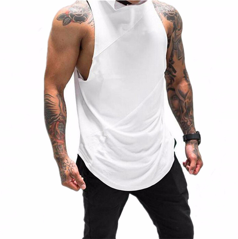 Brand Clothing Bodybuilding Muscle Guys Fitness Mens Gym Hooded Tank Top Vest Stringer Sportswear Cotton Sleeveless Shirt Hoodie