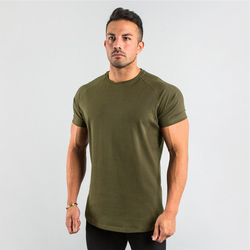New Fashion Plain Tops Tees Fitness Mens T Shirt Short Sleeve Muscle Joggers Bodybuilding Tshirt Male Gym Clothes Slim Fit Shirt