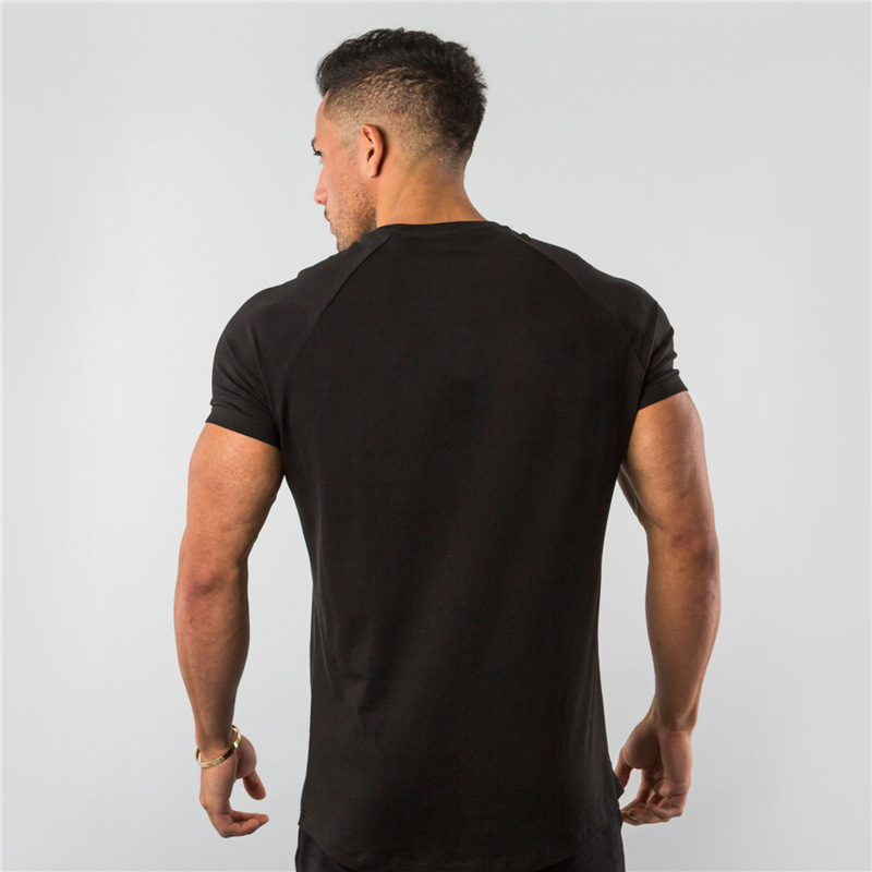 New Fashion Plain Tops Tees Fitness Mens T Shirt Short Sleeve Muscle Joggers Bodybuilding Tshirt Male Gym Clothes Slim Fit Shirt